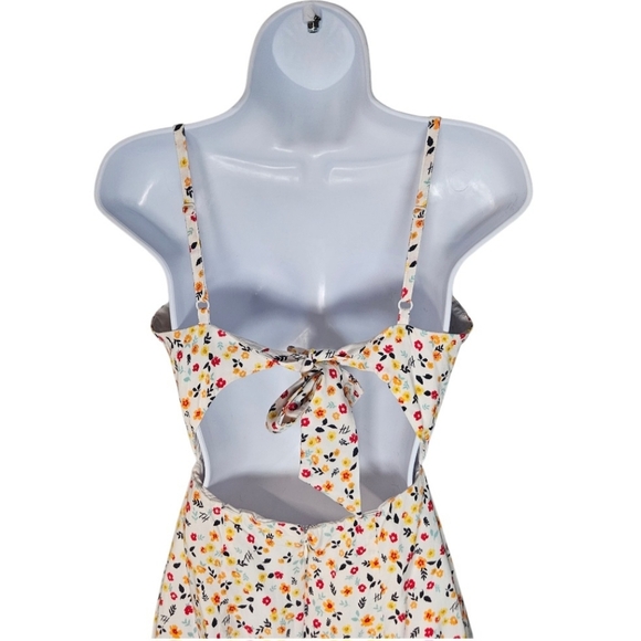 0002 Tommy Hilfiger TH Floral Spaghetti Strap Tie Back Sundress White Size 2 - Picture 4 of 14